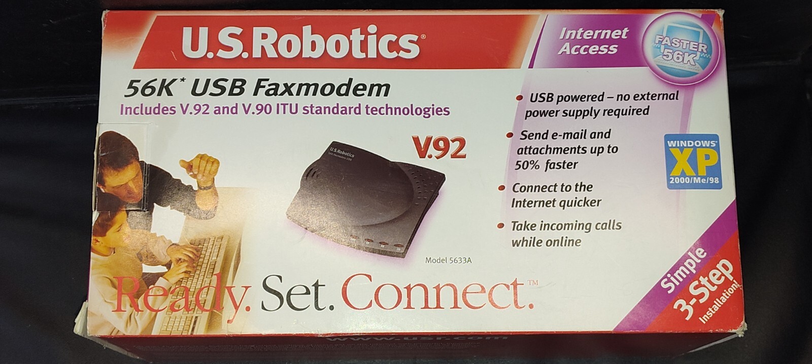 U.S. Robotics 56K Fax Modem USB V.92 V.90 56K ITU Standard RJ-11 USR5600A
