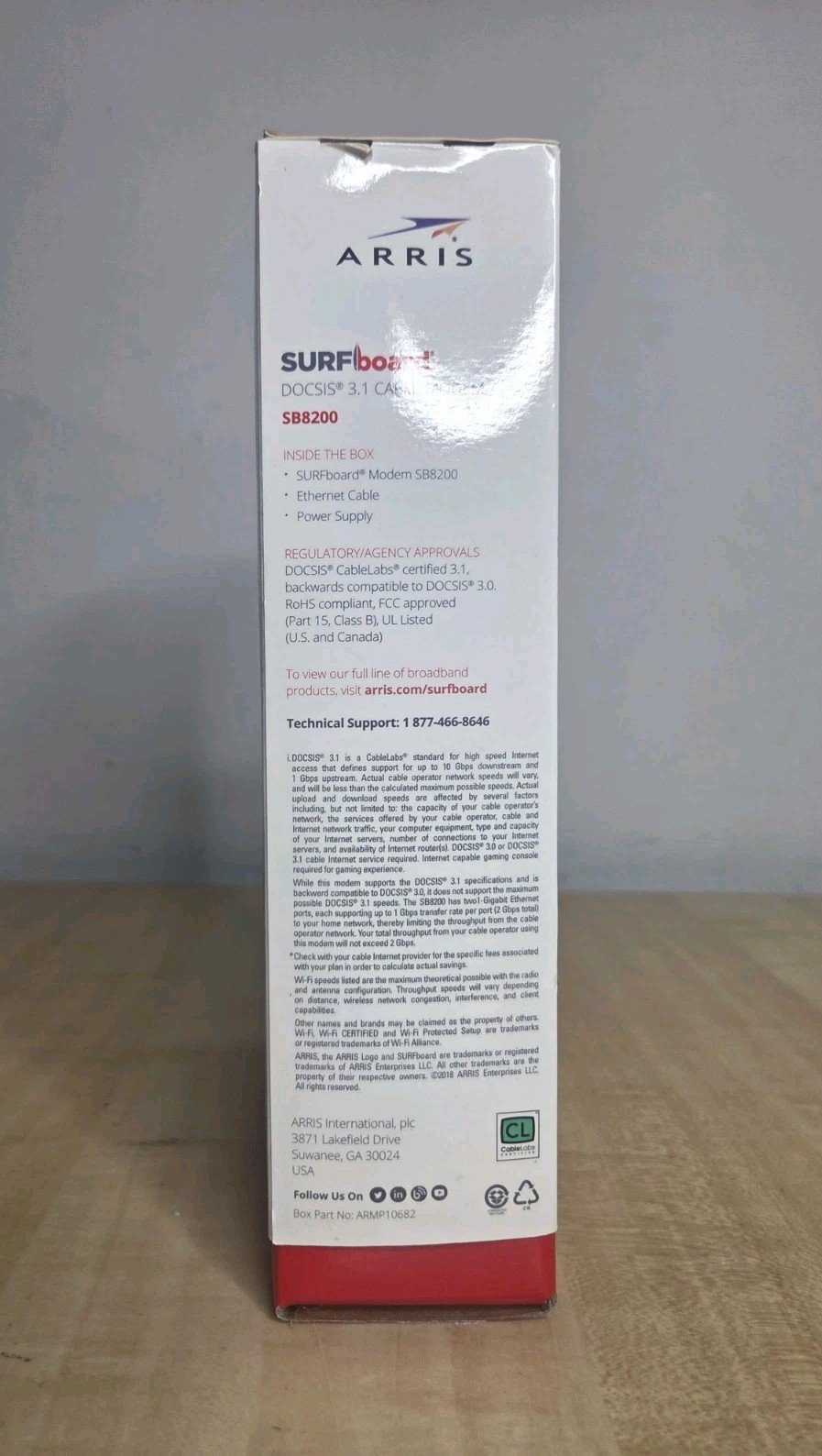 ARRIS SURFboard SB6190 DOCSIS 3.1 Cable Modem 10+ Gbps 2×2 Gigabit White