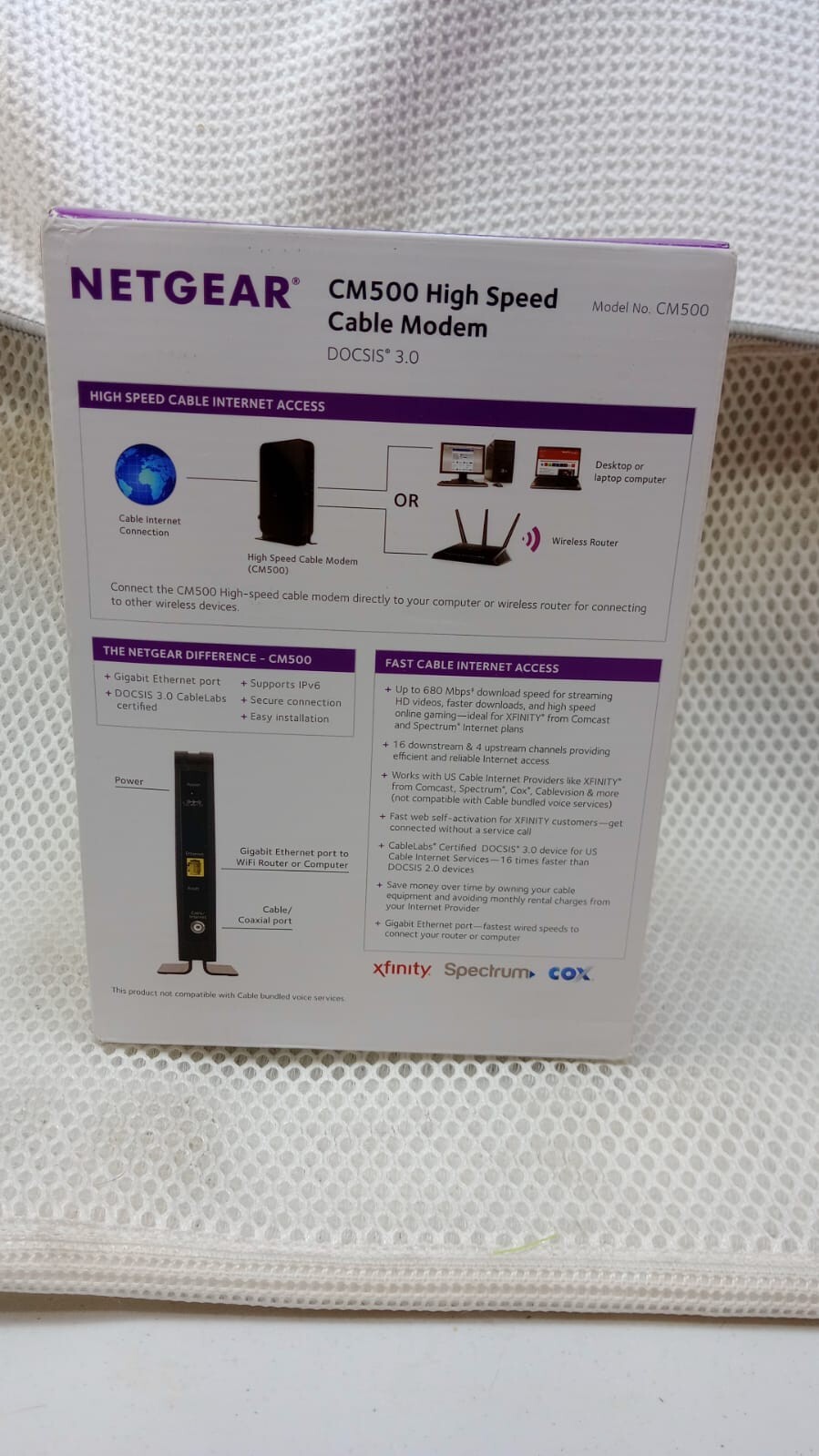 NETGEAR Cable Modem with Voice – Black – CM500V-100NAS