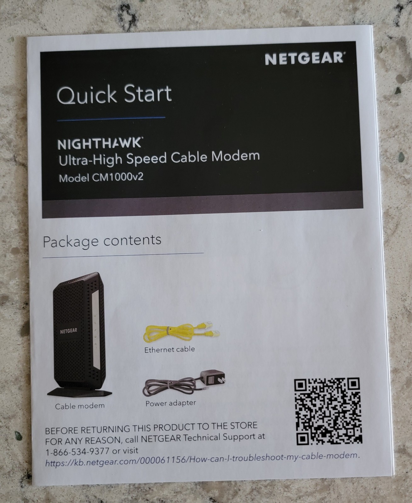 NETGEAR CM1000 DOCSIS 3.1 Cable Modem 1 Gbps Gigabit Ethernet CM1000-100NAS