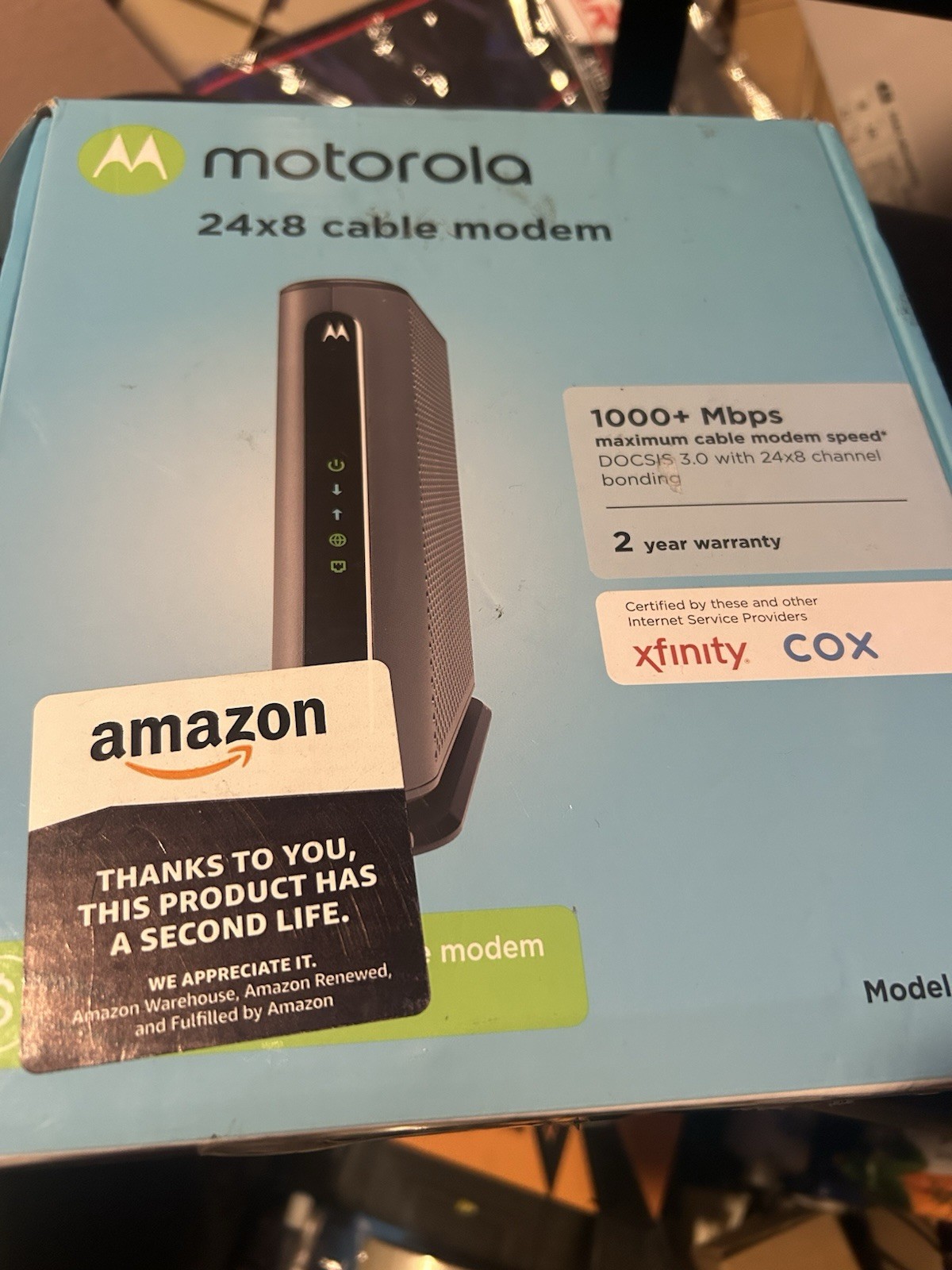 Motorola 24×8 Cable Modem MB7621-10 1000+ Mbps / Open Box