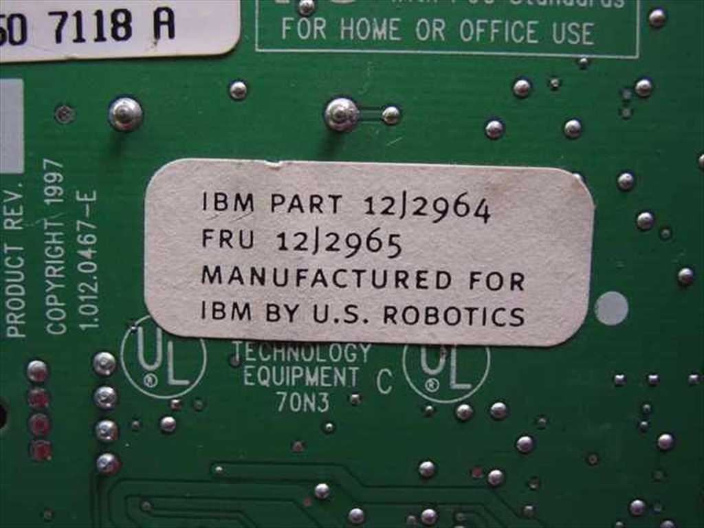 US Robotics ISA Modem Card 12J2964