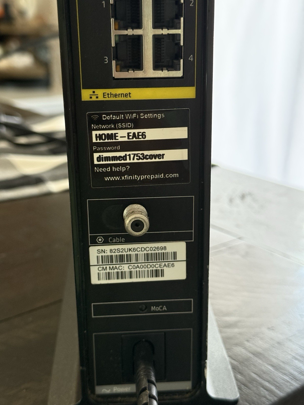 Xfinity Arris TG1682P Prepaid Dual Band Wi-Fi Modem With Power Cords