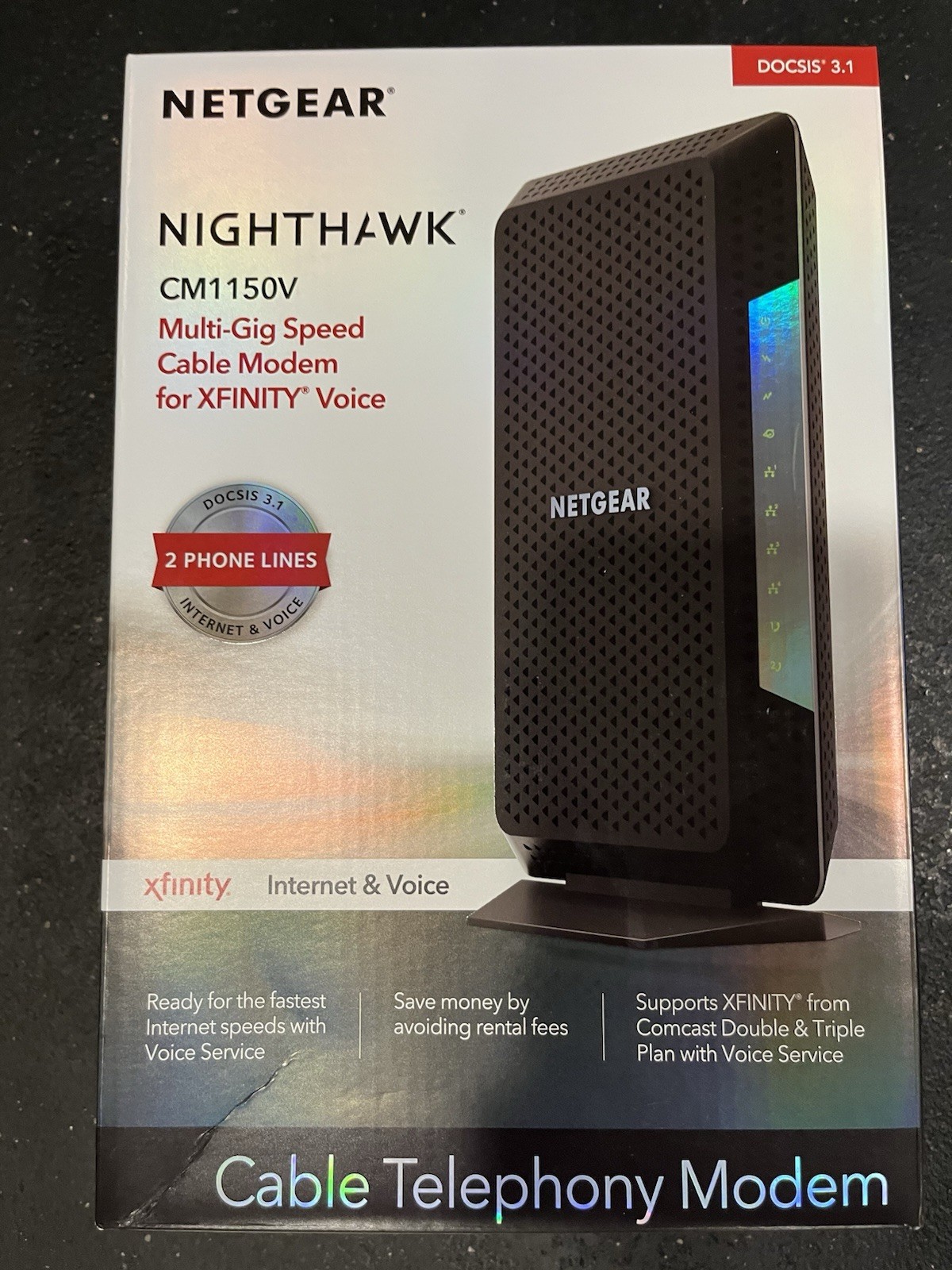 NETGEAR Nighthawk CM1150V DOCSIS 3.1 Modem Xfinity Voice 2 Phone 4 LAN