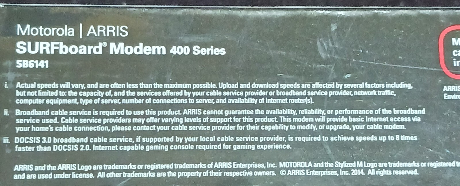 MOTOROLA: “Arris Surfboard Cable Modem 400 Series Model SB6141” SEALED 2014