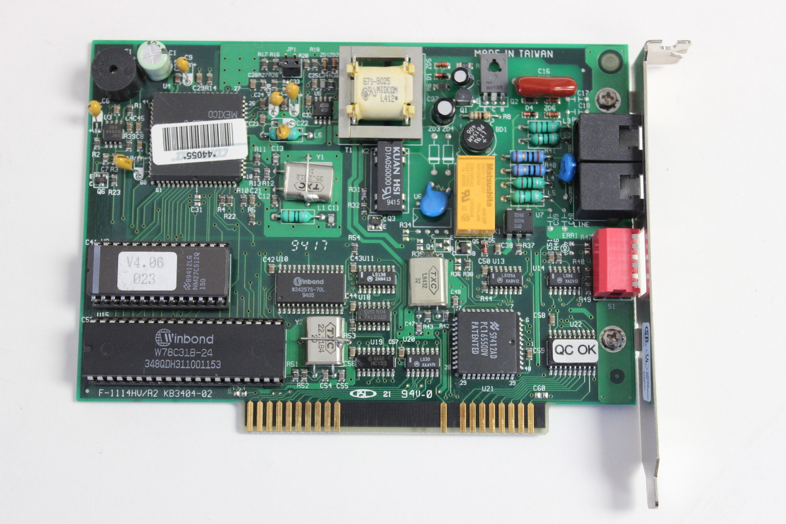 COMPAQ 176821-001 176813-001 ISA 14.4 INTERNAL MODEM F-1114HV/R2 KB3404-02