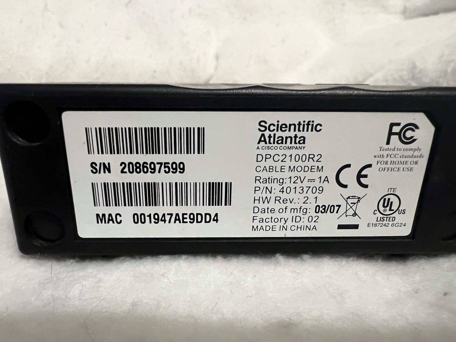 Scientific Atlanta DPC2100R2 Cable Modem