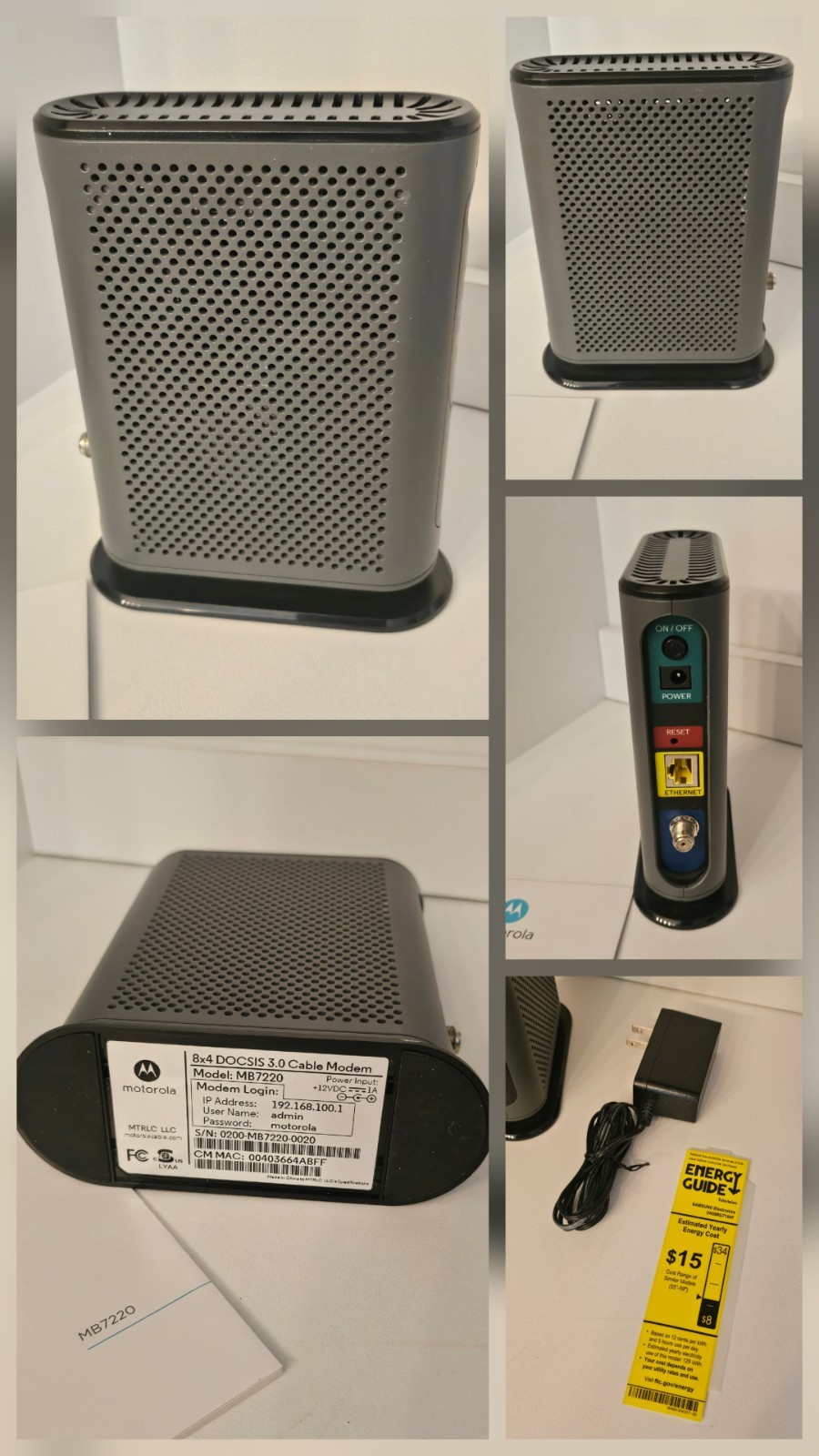 Motorola 8×4 Cable Modem 343 Mbps model MB7220