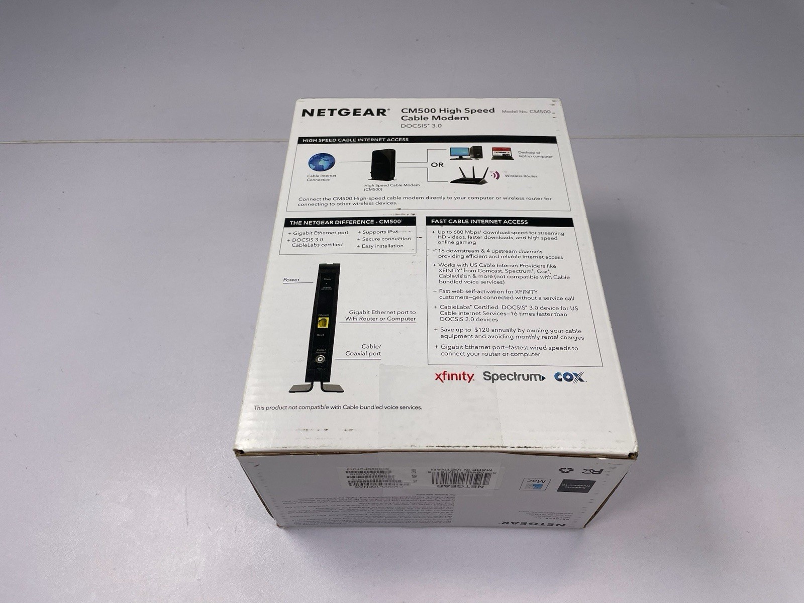 NETGEAR Cm500-1aznas 16×4 DOCSIS 3.0 Cable Modem Max Download Speeds of 686mbps