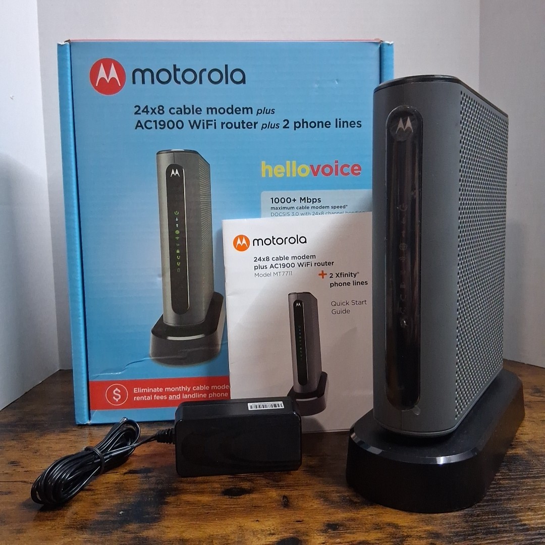 Motorola MT7711 24X8 Cable Modem and AC1900 Dual Band Wi-Fi Gigabit Router 2…