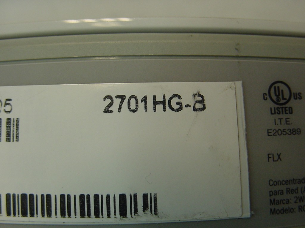 AT&T WIRELESS ROUTER DSL MODEM 2701HG-B – NO POWER CORD INCLUDED