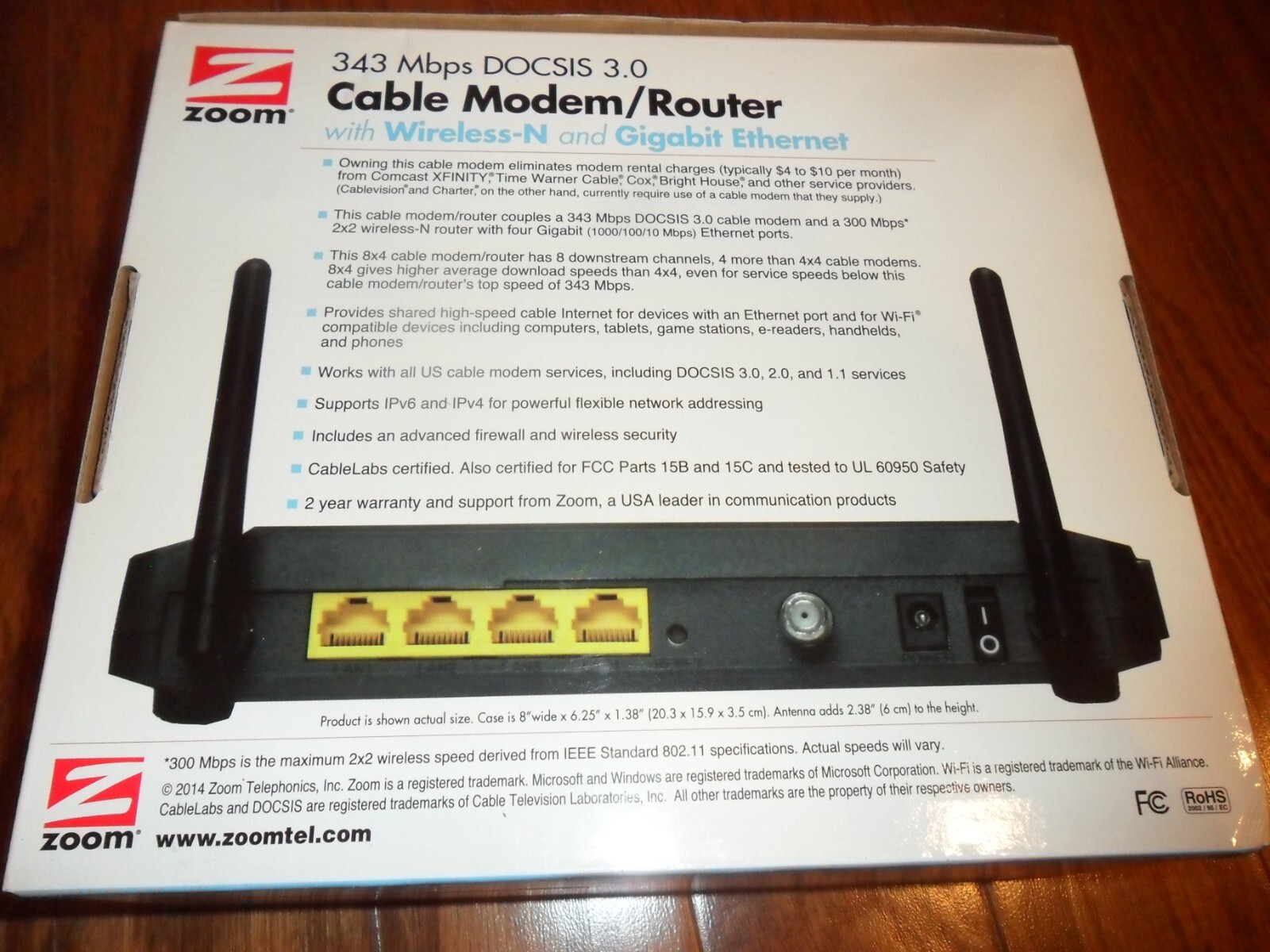 Zoom 5352 DOCSIS 343 Mbps Cable Modem/Router with Wireless-N & Gigabit Ethernet