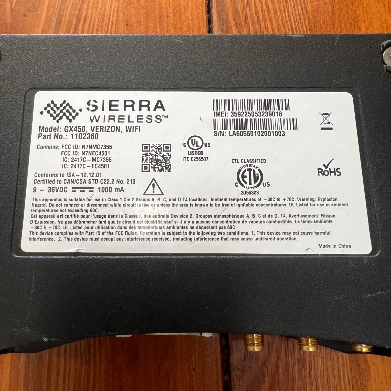 Sierra Wireless AirLink GX450 Verizon WiFi LTE Gateway Modem 1102360 Rugged 4G