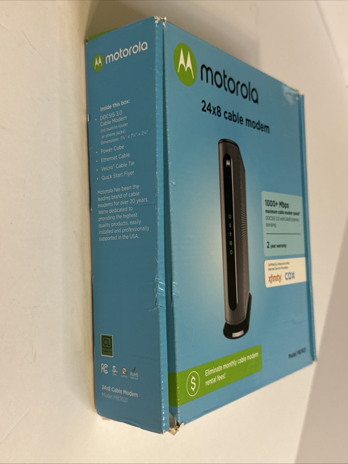 Motorola MB7621 24×8 DOCSIS 3.0 Cable Modem 1000+ Mbps Comcast XFINITY COX