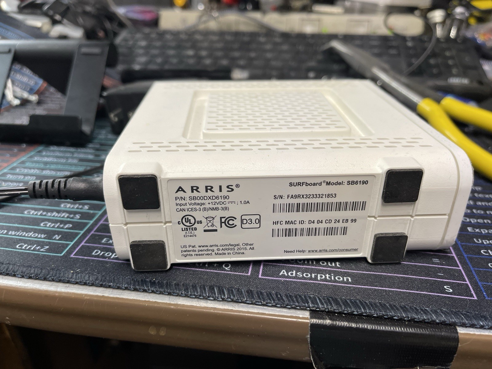 ARRIS SURFboard SB6190 DOCSIS 3.0 Cable Modem Ethernet RJ-45 Port White