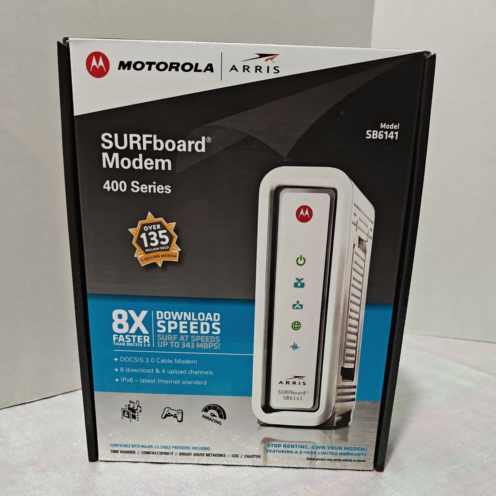 Motorola Arris SurfBoard Model SB6141 – DOCSIS 3.0 Cable Modem New Pre Owned