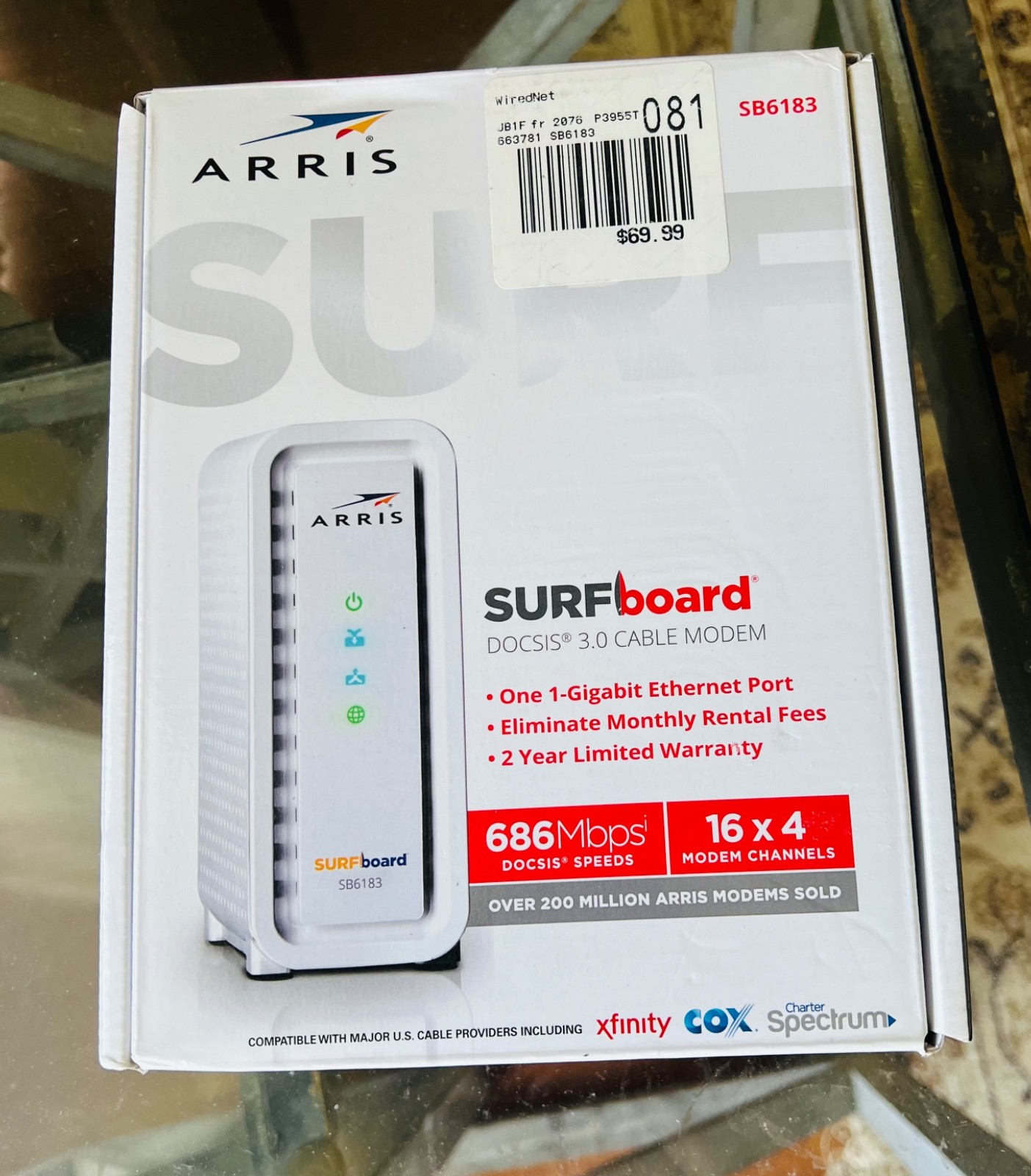 ARRIS SB6183 686 Mbps Cable Modem, White – 59243200300