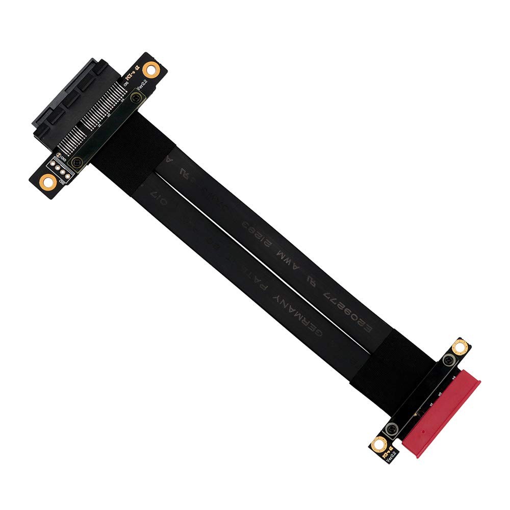 20cm PCI-e Extension Cable 4X 180 Degree, 24cm Total, Black, Graphics Card