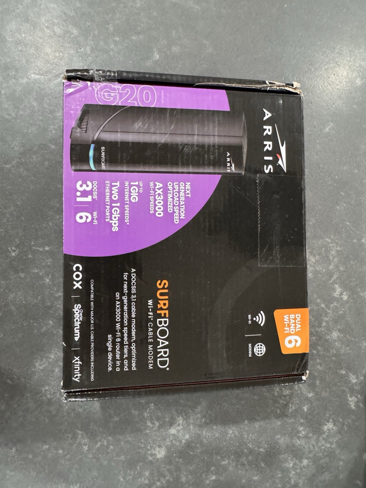 ARRIS Surfboard G20 AX3000 Docsis 3.1 Wifi 6 Cable Modem Dual Band 1 Gig Speed