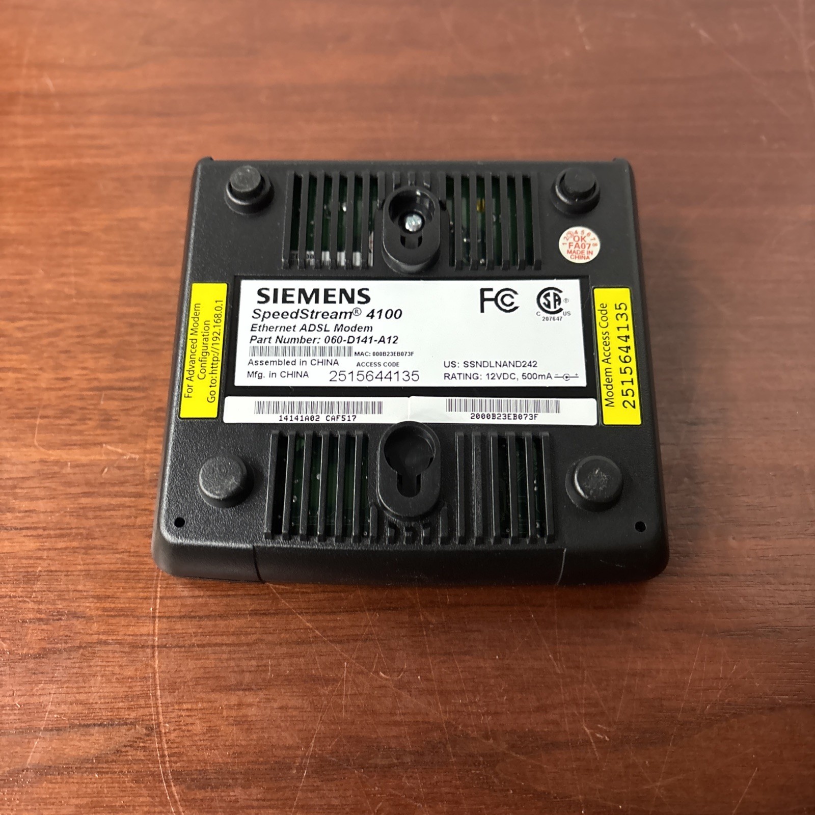 Siemens Speedstream 4100 Ehternet ADSL Modem With Power Supply