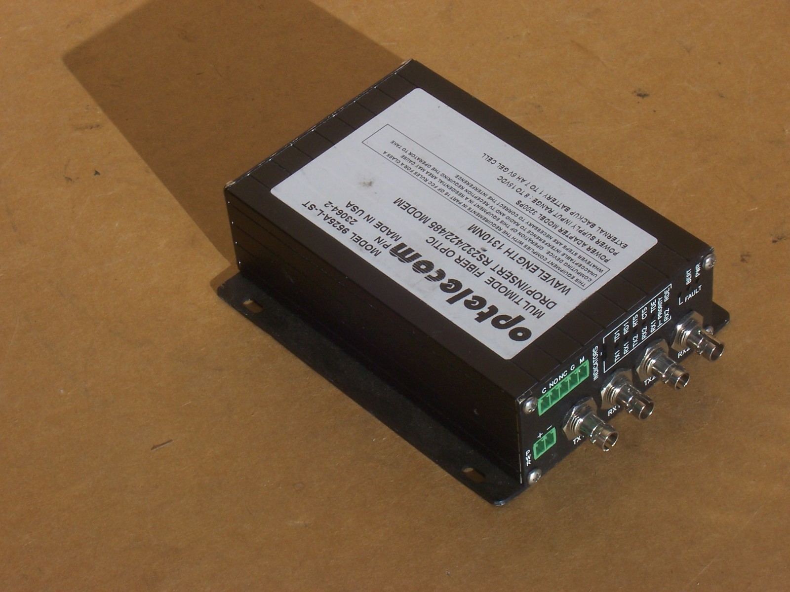 Optelecom 9525A-L-ST Multimode Fiber Optic DROP/INSERT RS232/422/485 Modem 1310N