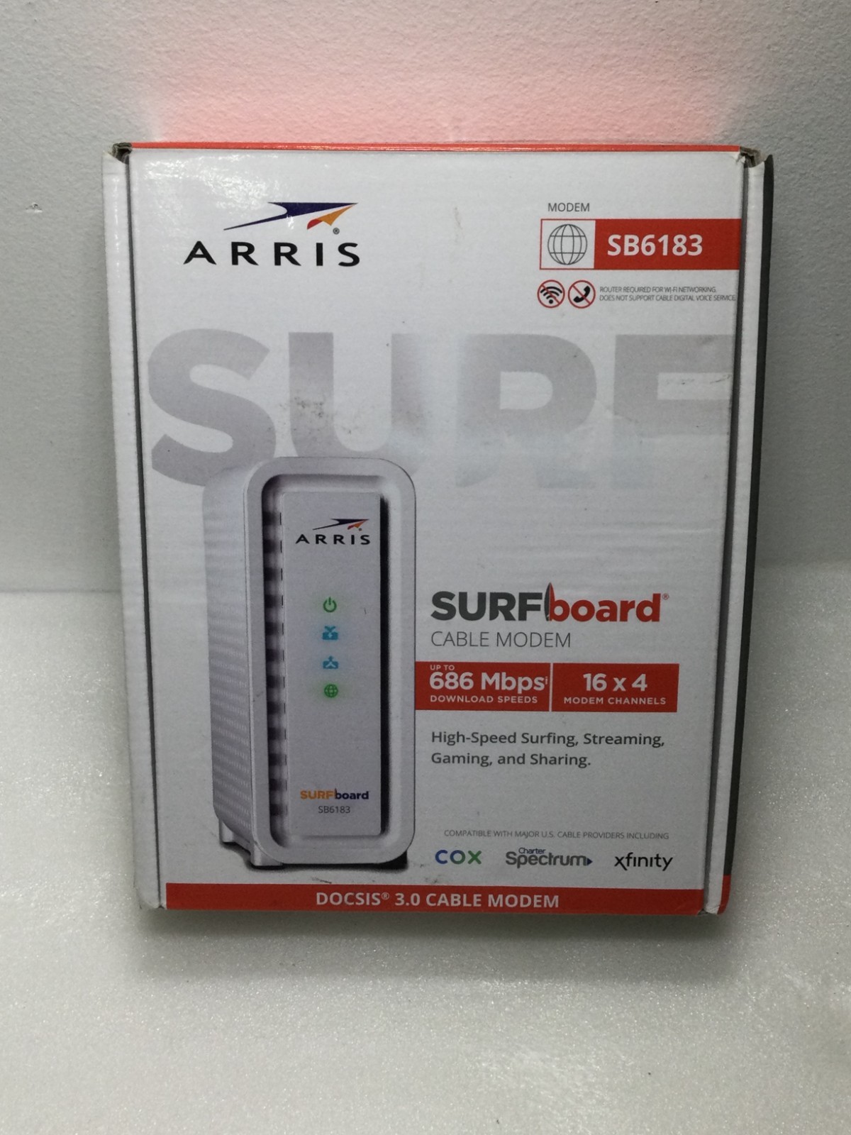 Arris SURFboard SB6183 DOCSIS 3.0 Cable Modem White with power supply