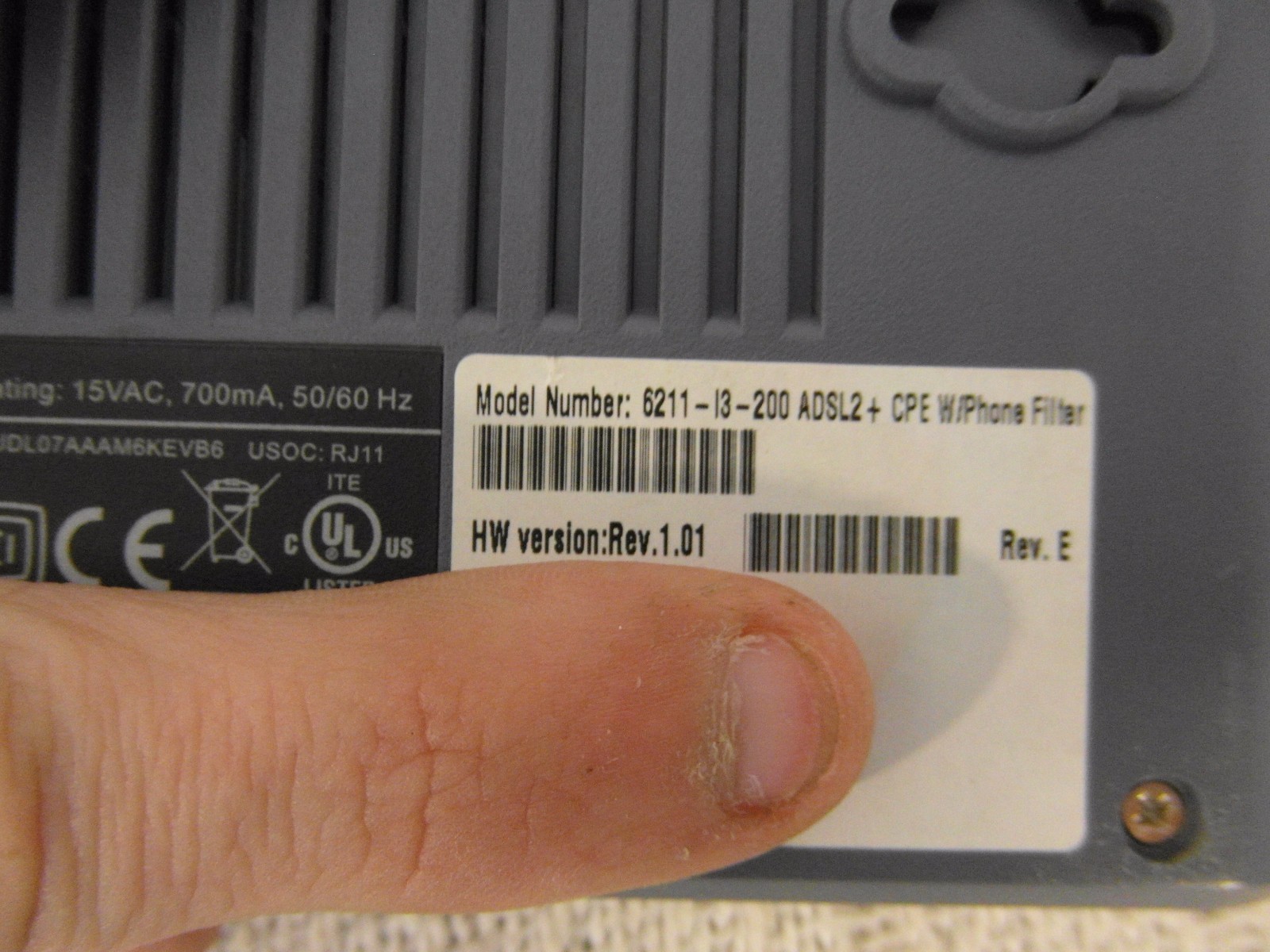 Zhone 6211-I3-200 ADSL2 + CPE W/ Phone Filter Gray DSL Internet Modem 33584