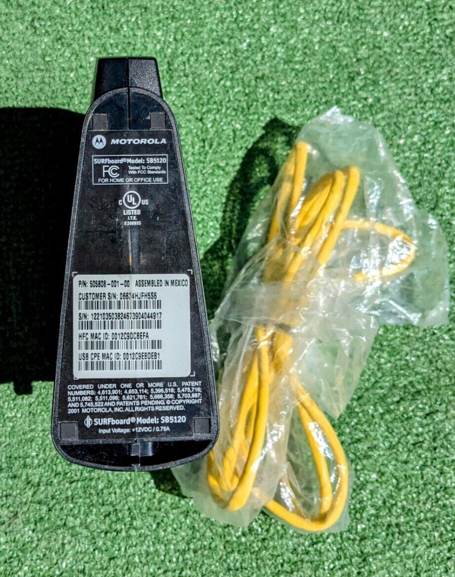 NO Power Cable Motorola SB5120 Surfboard Internet Cable Modem Tested Works EUC