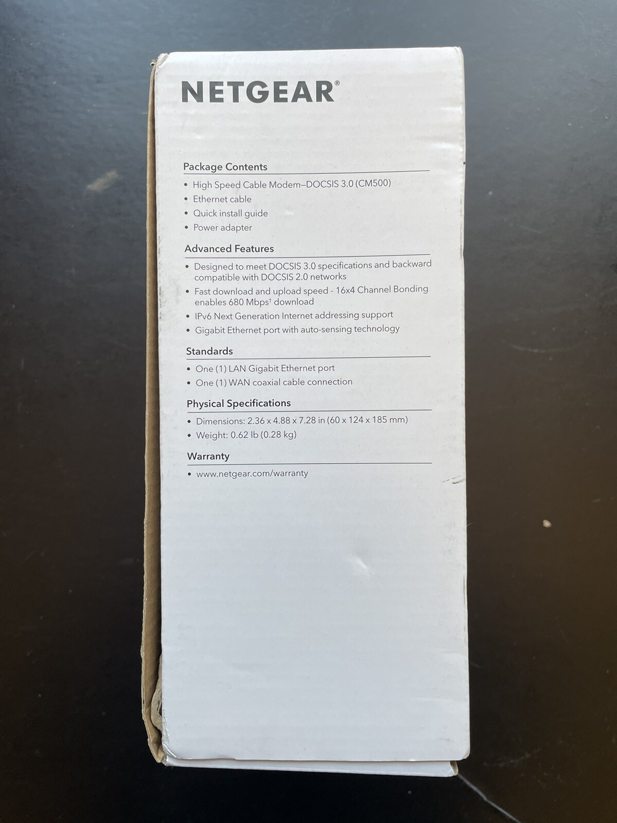 NETGEAR CM500 (CM500100NAS) 680 Mbps Cable Modem