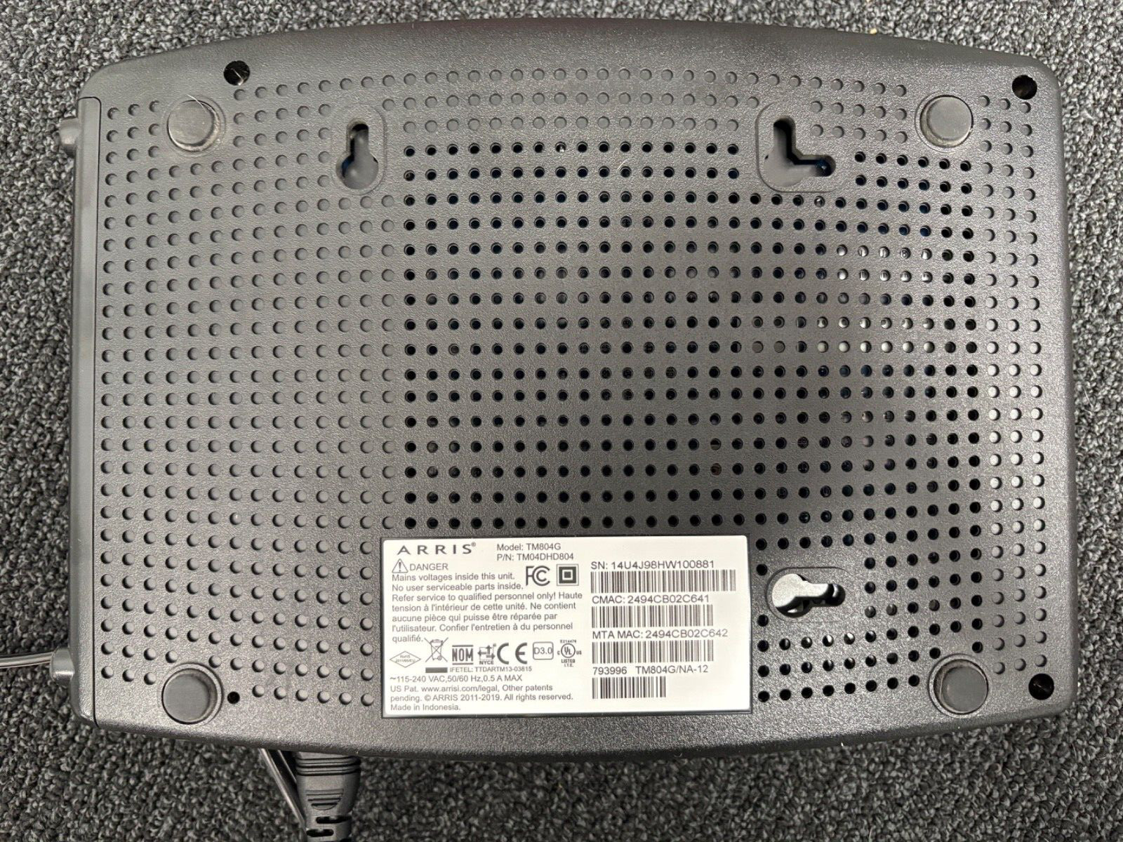 Cable Modem TM804G Arris Touchstone Telephony Docsis 3.0