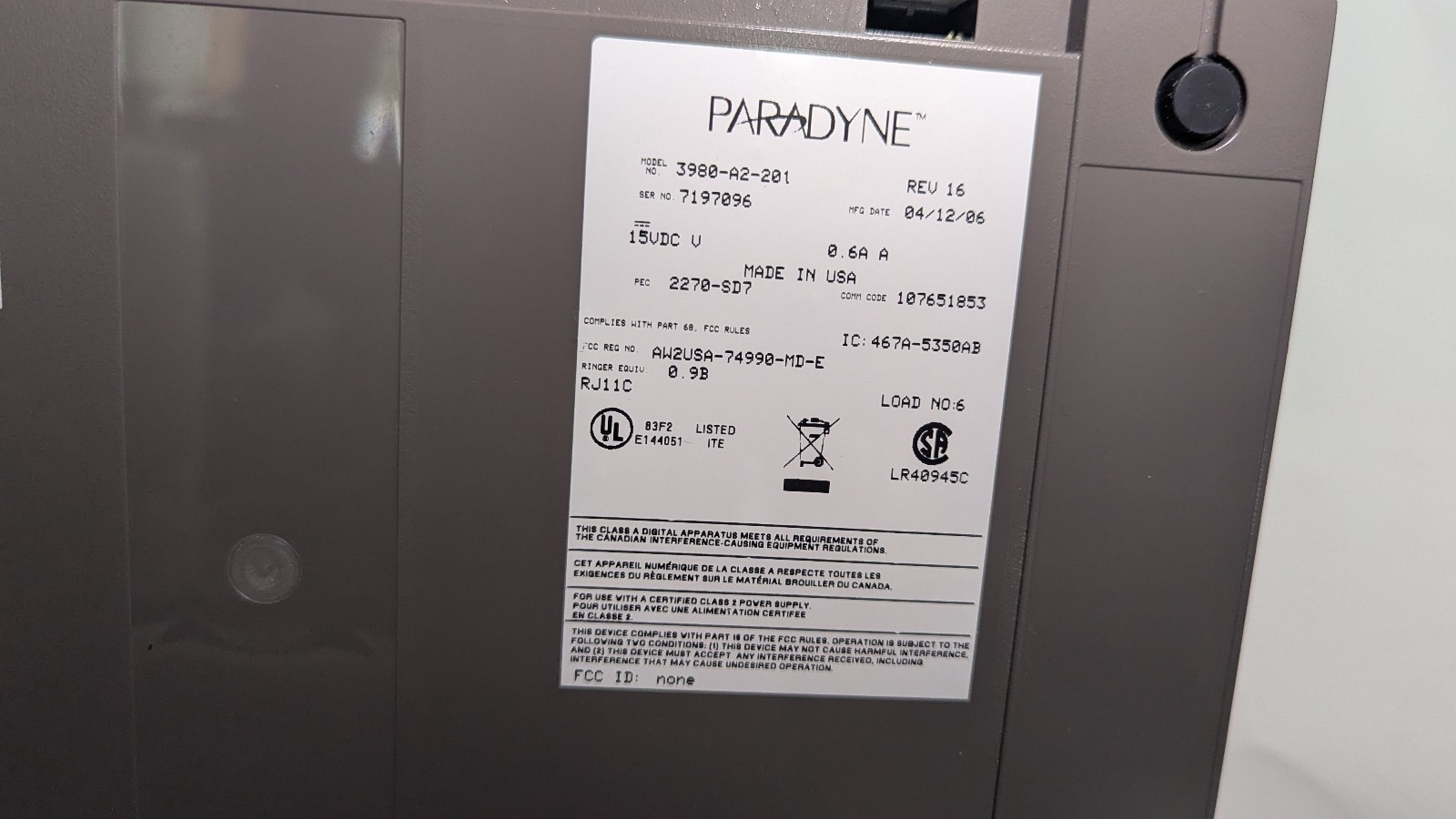 Open Box Paradyne Comsphere 3810 Plus Model 3980-A2-201 Rev 16 V.32bis Tested