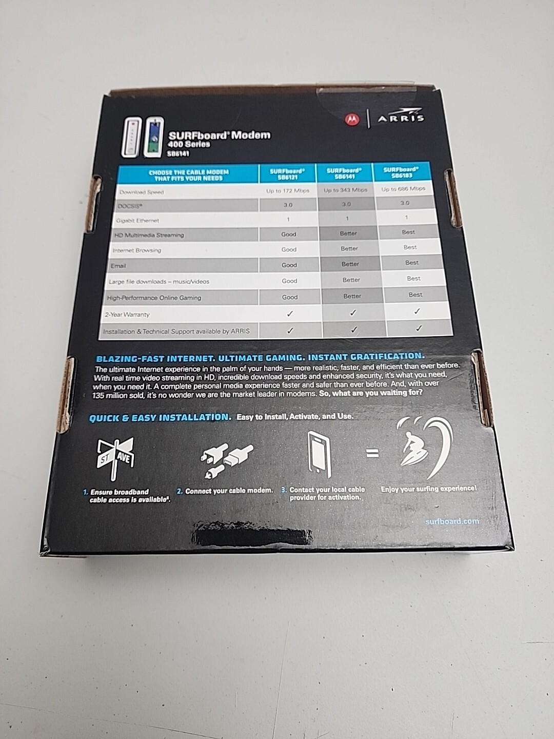 Motorola Arris SURFboard Cable Modem SB6141 400 Series DOCSIS 3.0 Open Box