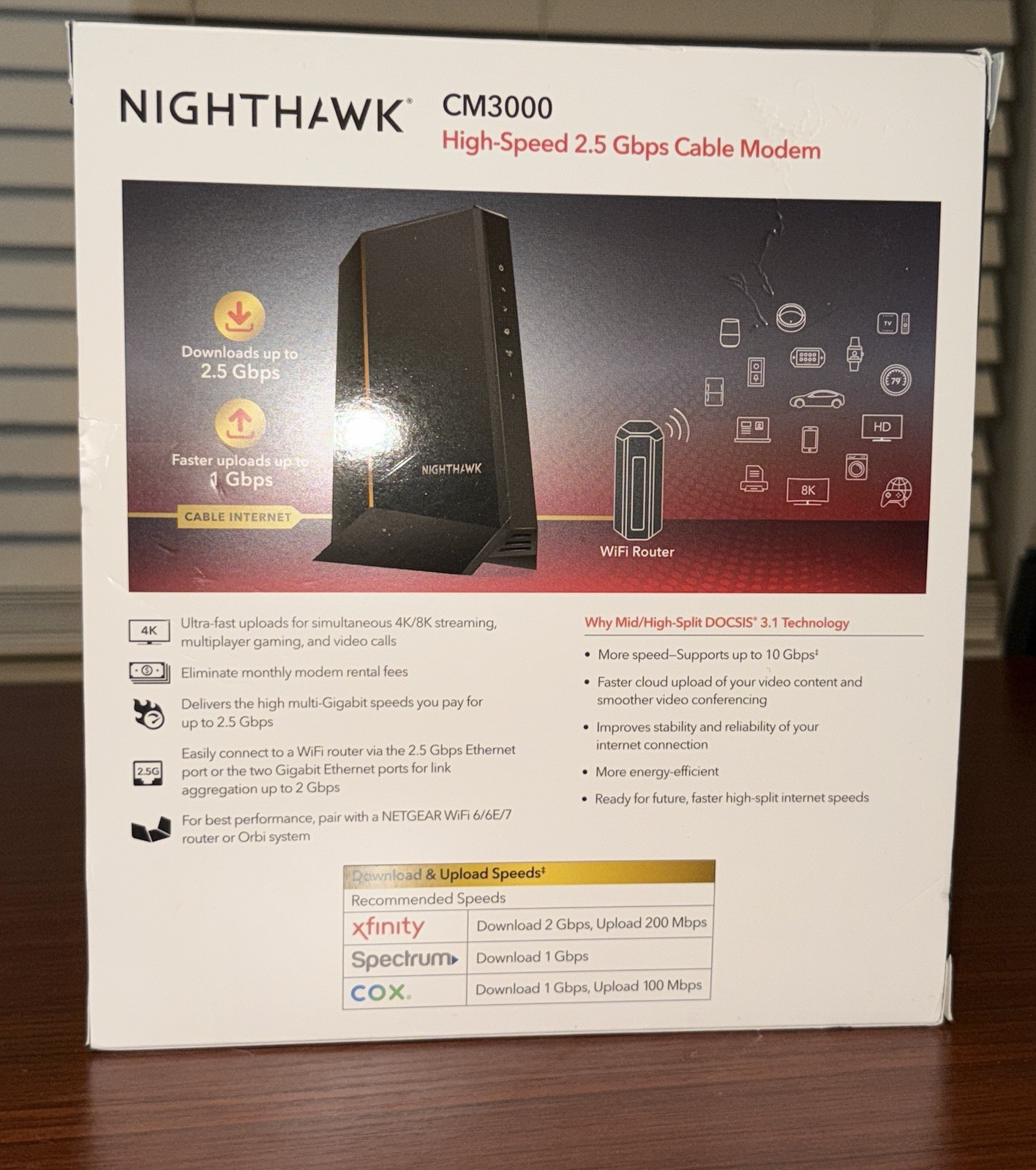 NETGEAR Nighthawk Mid/High-Split DOCSIS 3.1 Cable Modem CM3000 (NEW NEVER USED)