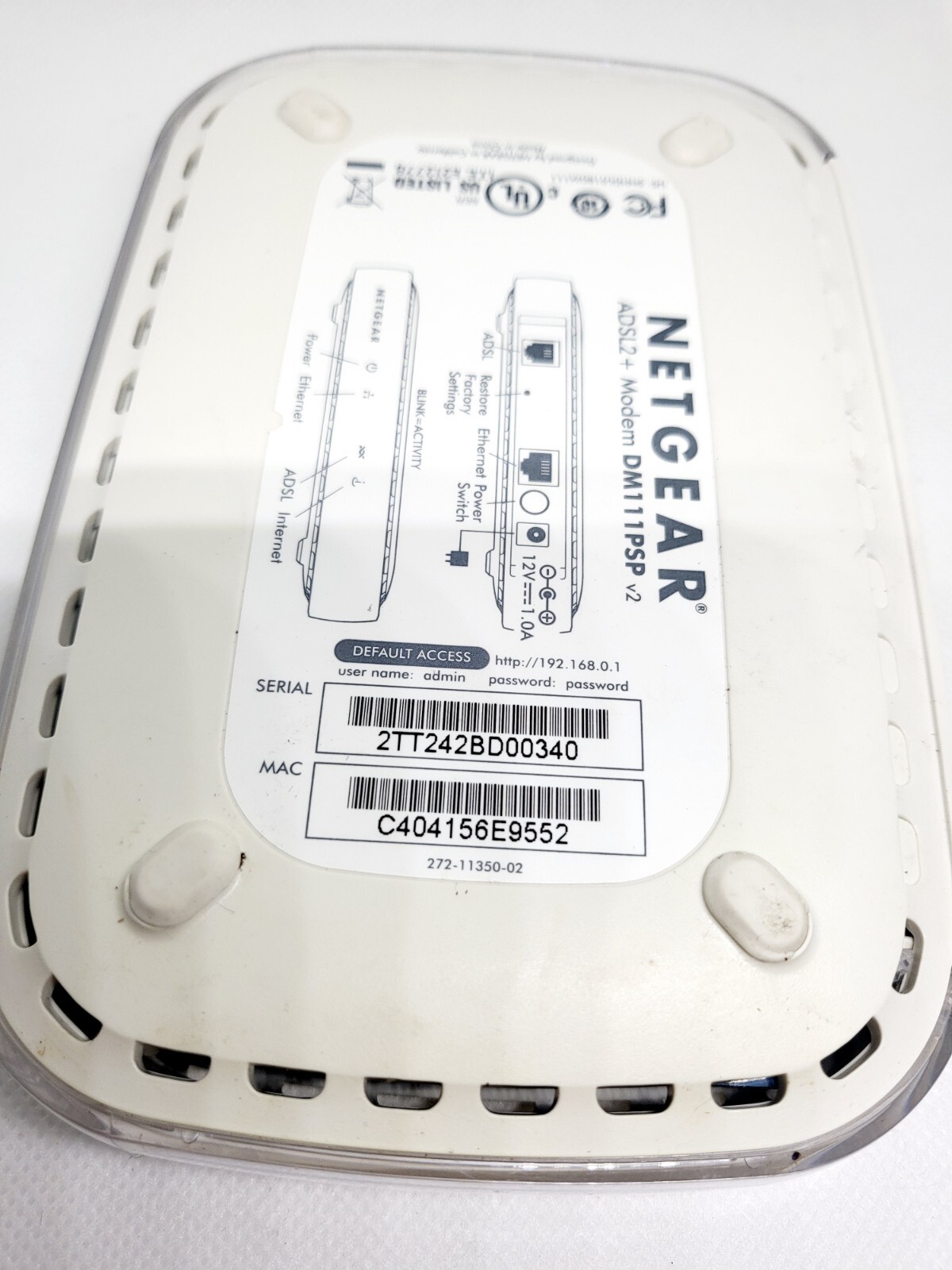 Netgear Broadband ADSL2 + Modem DSL DM111PSP White