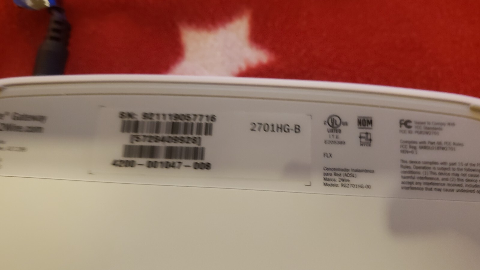 AT&T 2WIRE 2701HG-B HIGH SPEED INTERNET DSL WIRELESS G GATEWAY MODEM ROUTER