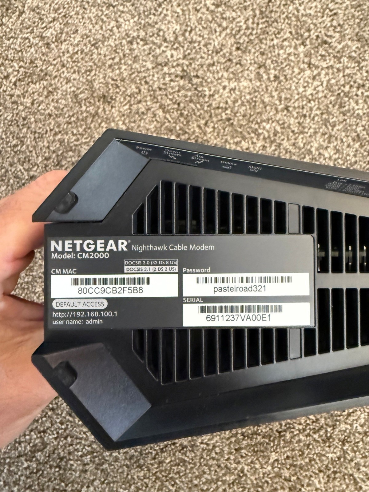 NETGEAR CM2000 Nighthawk 2.5 Gbps Multi Gig DOCSIS 3.1 Cable Modem