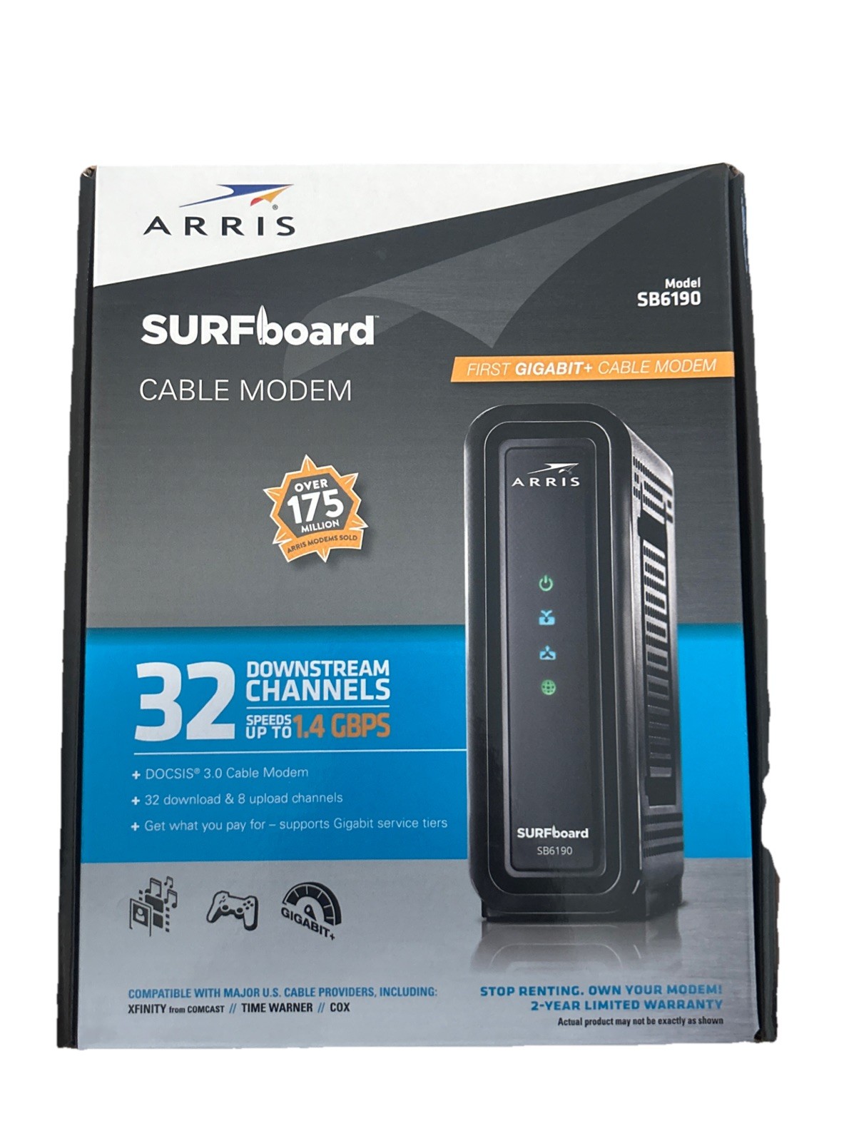 ARRIS SURFboard DOCSIS 3.0 Cable Modem – SB6190 Black – UVG