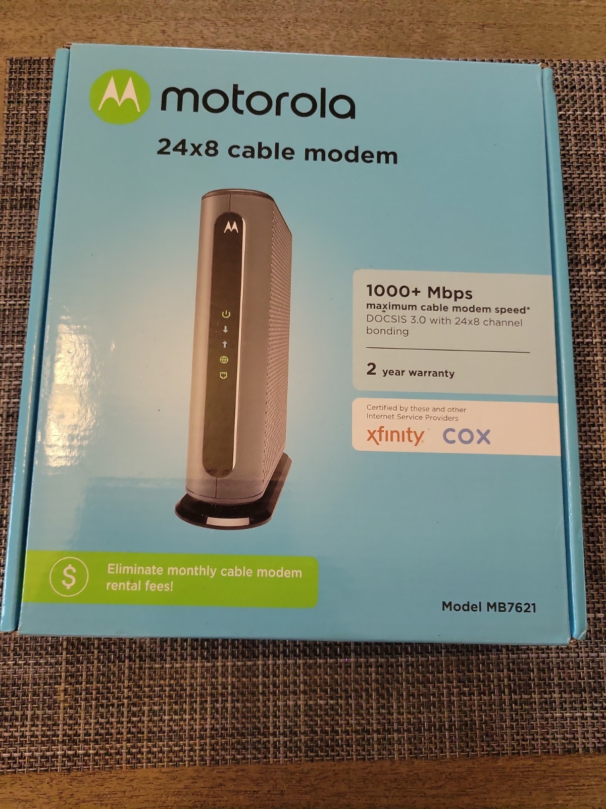 MOTOROLA 24×8 Cable Modem MB7621 1000+ MBPS Xfinity Cox Open Box