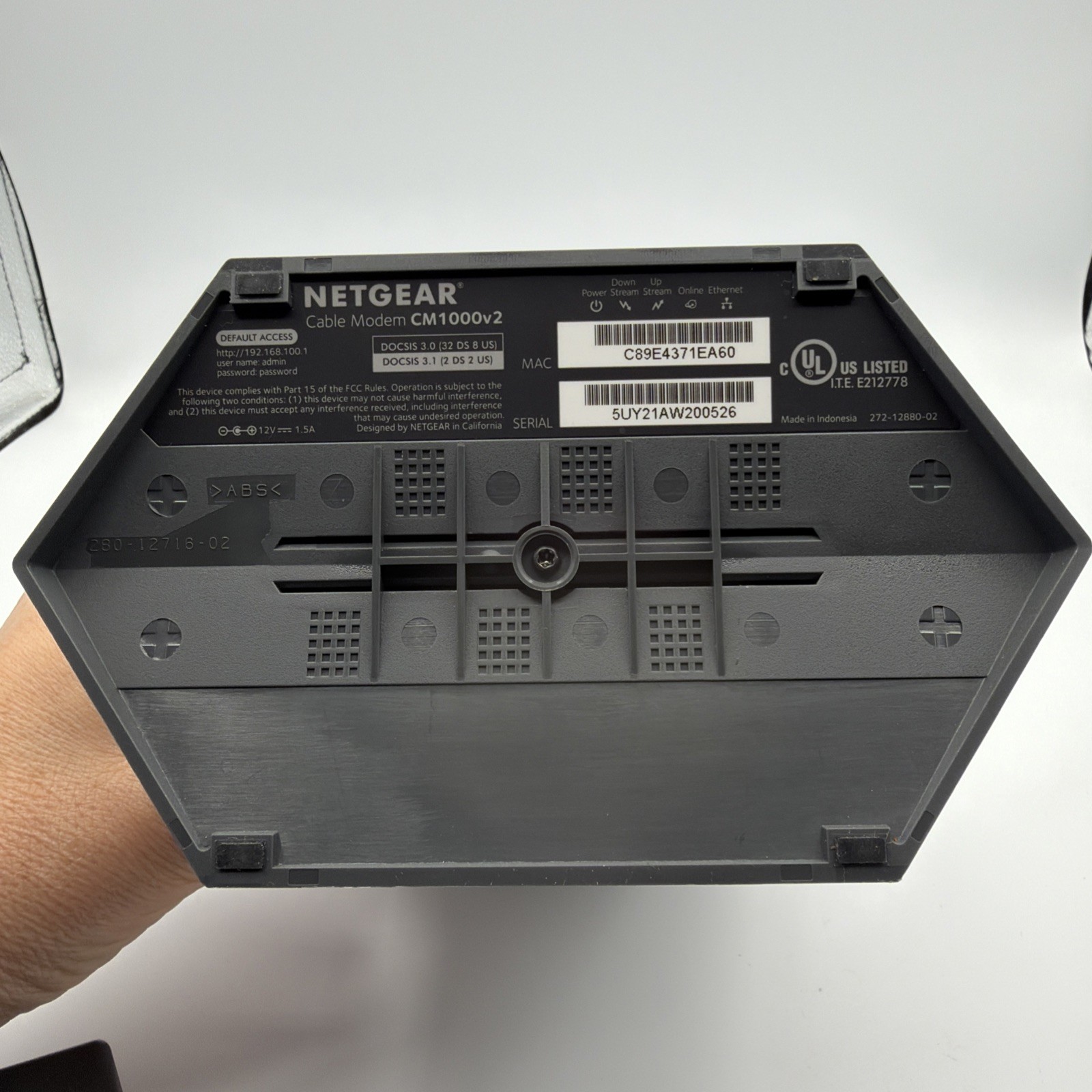 NETGEAR Nighthawk CM1000v2 Gigabit DOCSIS 3.1 Cable Modem Power Supply Working