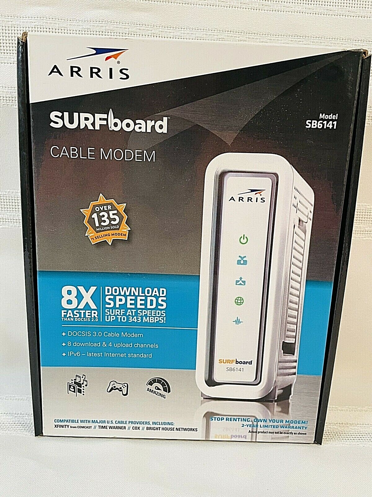 Motorola Arris SB6141 SURFboard 400 Series DOCSIS 3.0 Cable Modem 343 Mbps 1229A