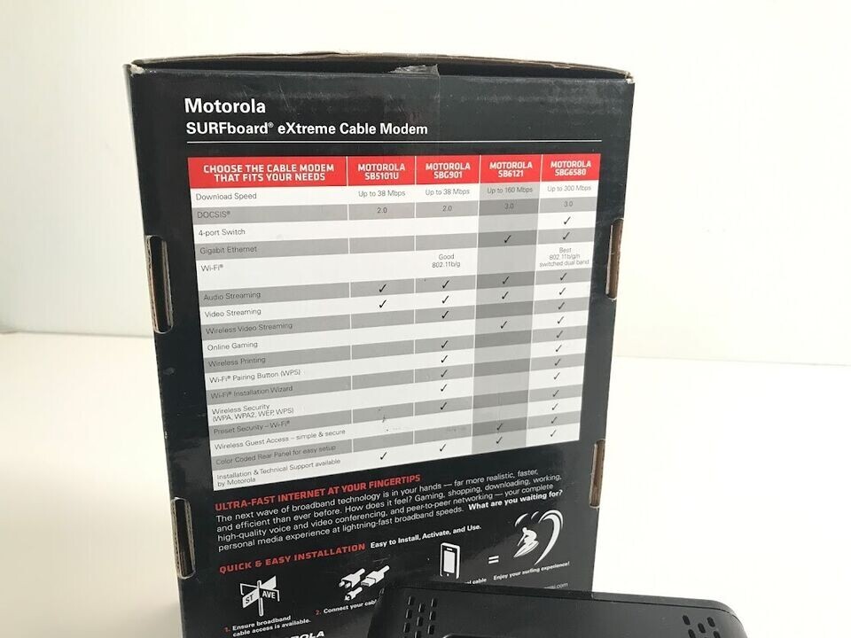 Motorola SURFboard Ethernet Cable Modem WiFi Router SB6121 High Speed