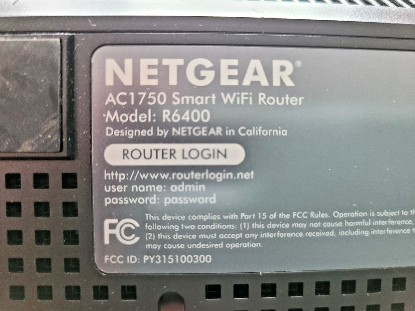 NETGEAR R6400 AC1750 Dual Band Smart WiFi Router w/ Power Adapter Used