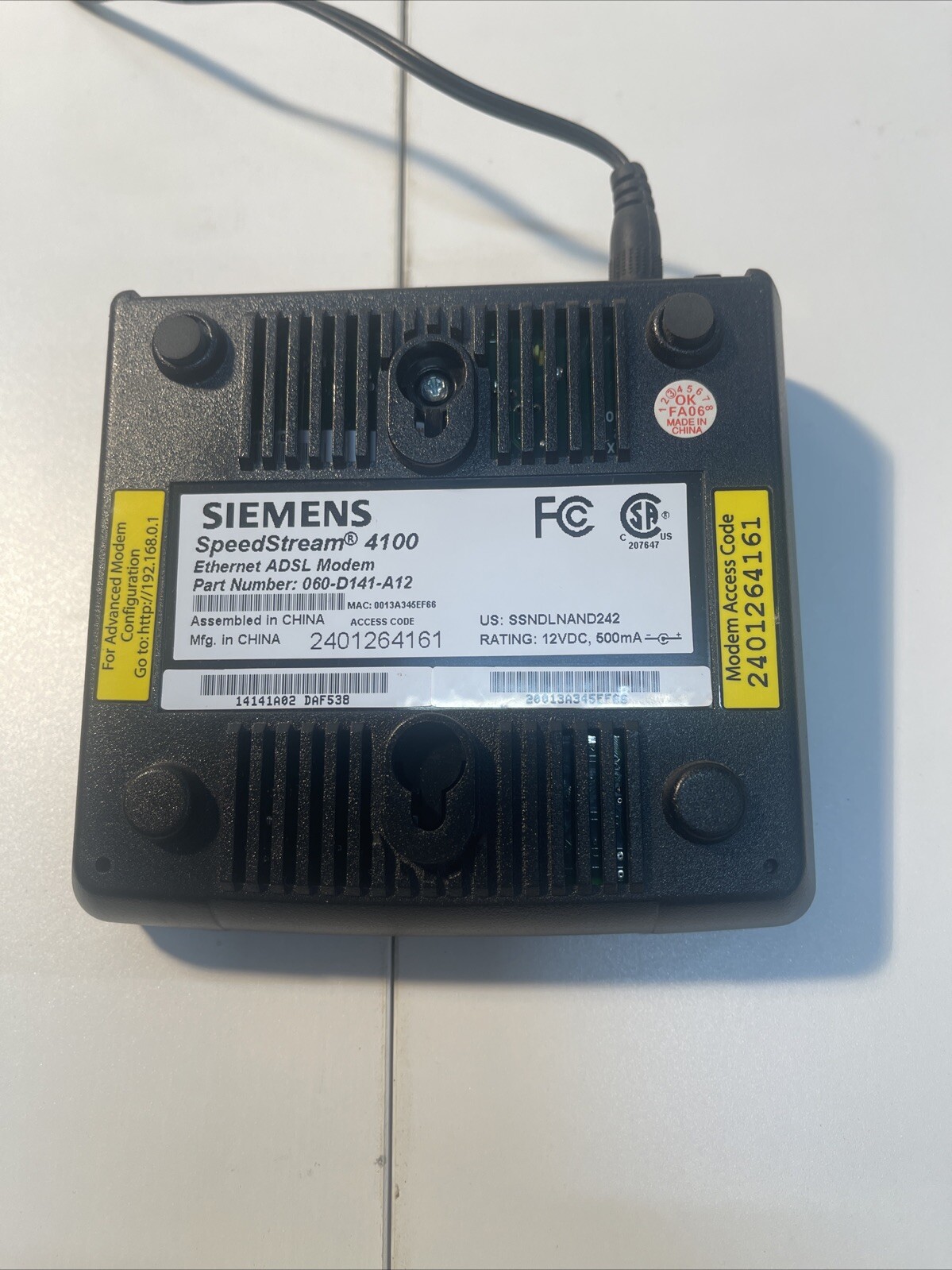 SIEMENS SPEEDSTREAM 4100 ETHERNET USB ADSL MODEM