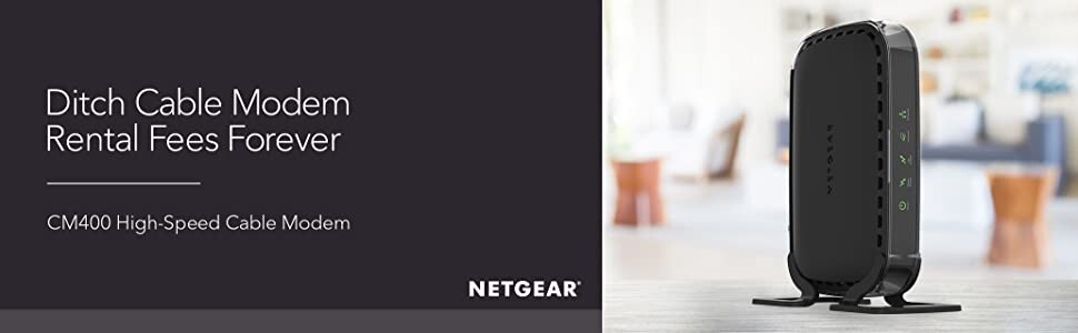 NETGEAR High Speed DOCSIS 3.0 Cable Modem (CM400-100NAS) 100 Mbps Most Providers