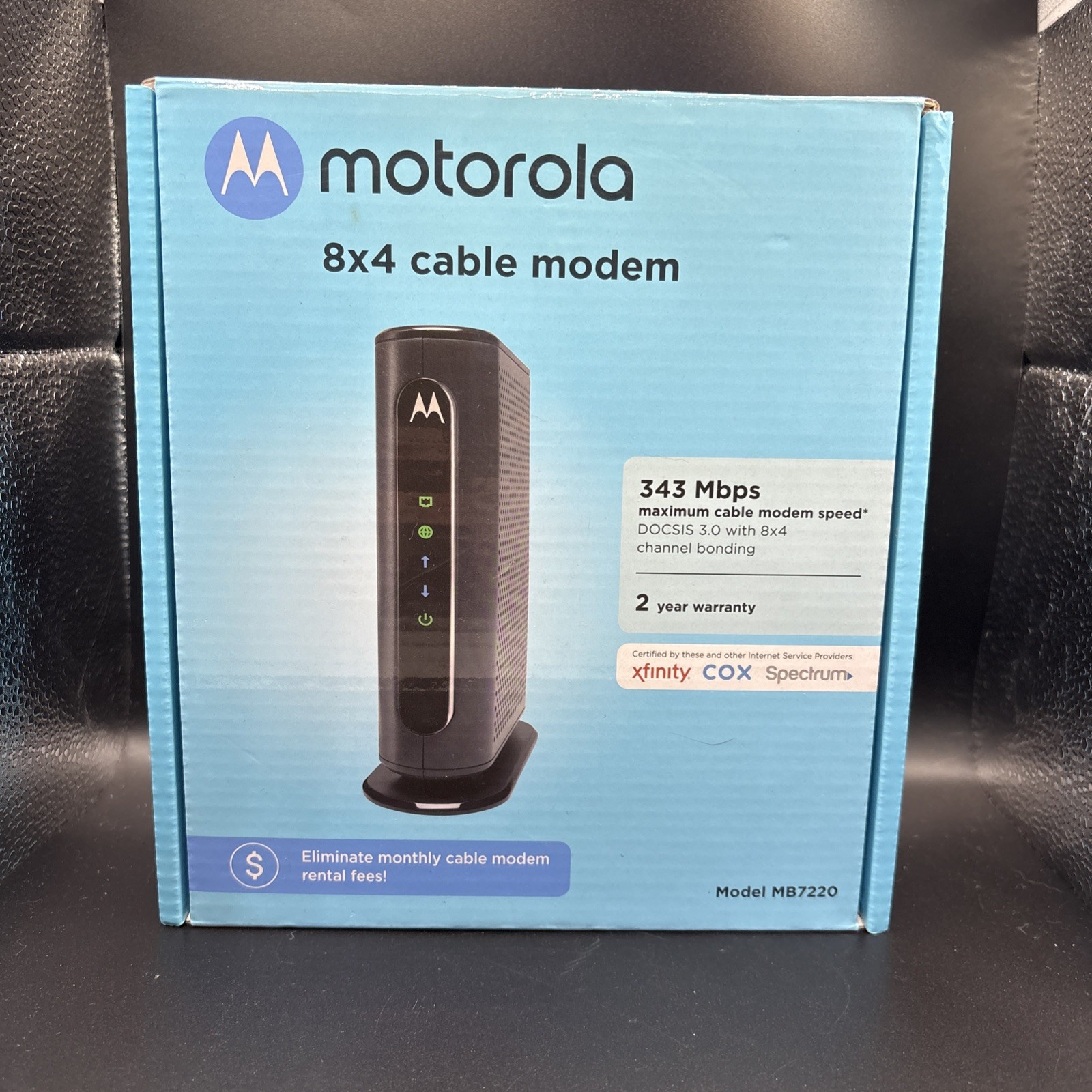 Motorola 8×4 Cable Modem Model MB7220, 343 Mbps DOCSIS 3.0 For Xfinity