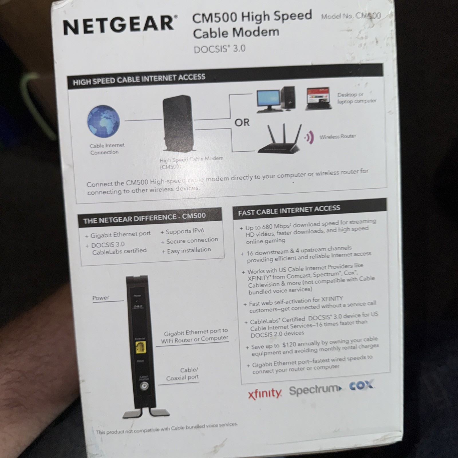 NETGEAR CM500 High Speed Cable Modem | DOCSIS 3.0 | CM500-100NAS