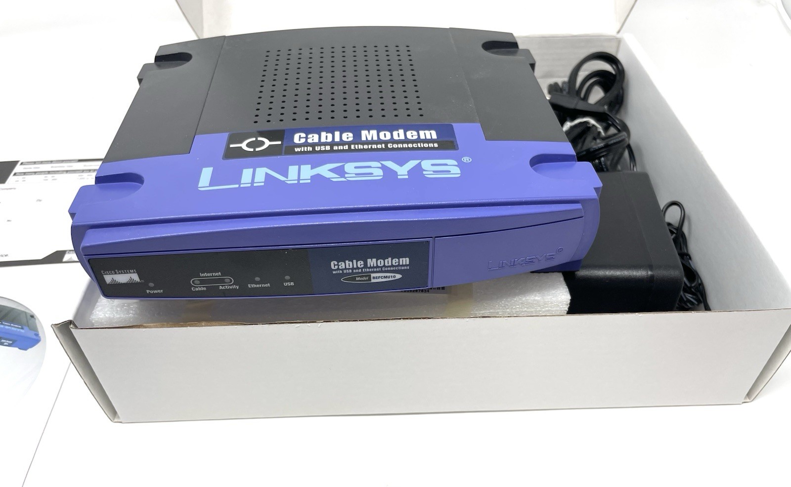 Linksys BEFCMU10 Cable Modem with USB and Ethernet Connections NIB