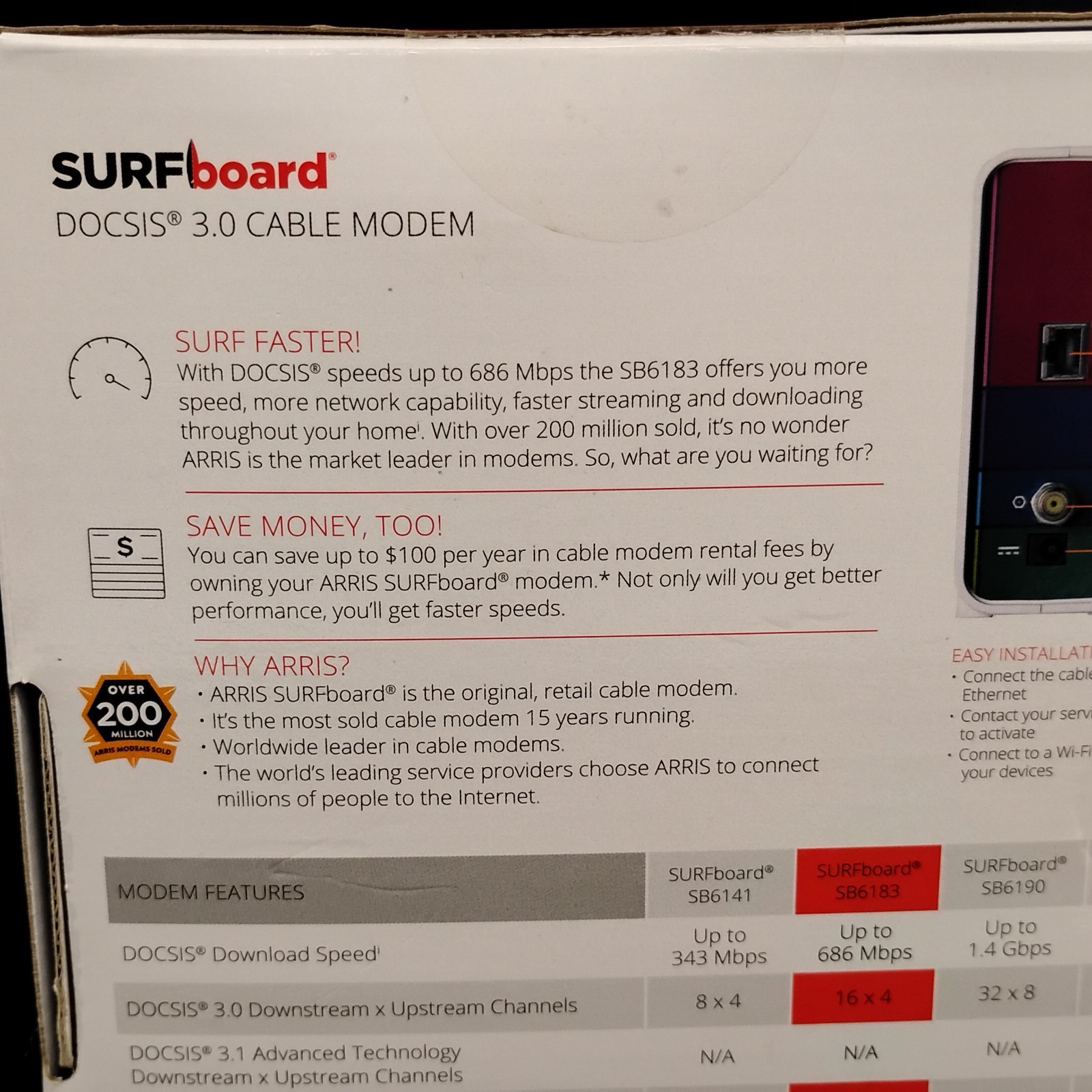 ARRIS SURFboard SB6183 DOCSIS 3.0 Cable Modem Sealed 16×4 Gigabit Xfinity Cox