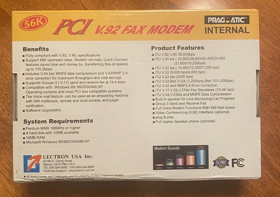 Pragmatic 56K PCI v.92 Fax Modem Internal – NEW