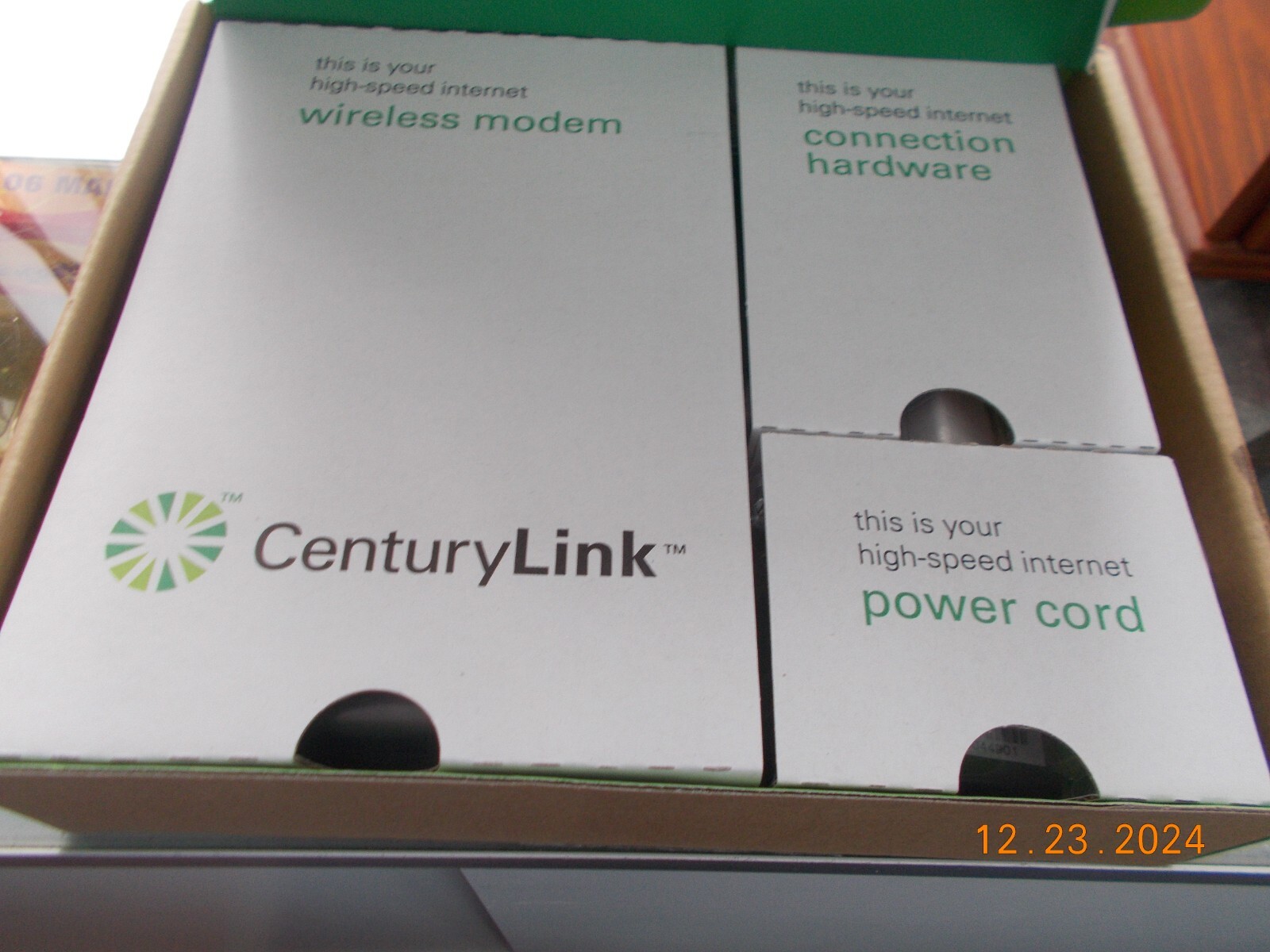 New in Box CenturyLink Model PK5001Z Wireless Modem Kit, Complete